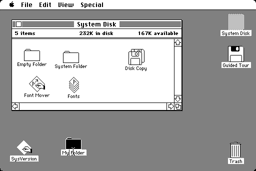 Screenshot of the original Macintosh desktop